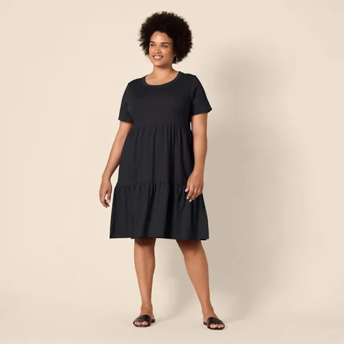 Vista 6 de Tienda Essentials Vestido escalonado de manga corta con cuello redondo para mujer