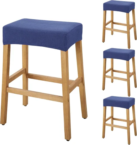 Vista 44 de YISUN Fundas de taburete rectangulares, paquete de 2 fundas elásticas impermeables para asiento de silla de montar, taburetes de bar, sillas de bar