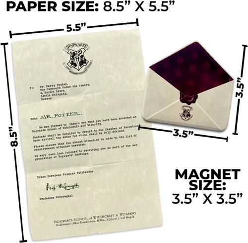Vista 5 de Harry Potter - Carta de aceptación de Hogwarts - Imán funcional de resina de sobre de 3.5" x 3.5" con carta de 5" x 8" de la profesora McGonagall