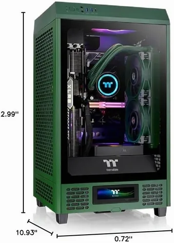 Vista 7 de Kit de panel LCD Thermaltake Tower 200 Series Racing Green, pantalla LCD de 3.9", compatible con software Tt RGB Plus 2.0, AC-067-OODNAN-A1 Verde