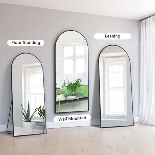 Vista 6 de Dolonm Espejo de longitud completa de 65 x 22 pulgadas, espejo de pie de diseño moderno, espejo de cuerpo completo para sala de estar, dormitorio