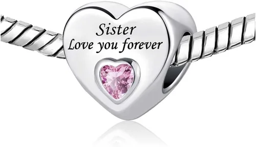 Vista 3 de Birthday Pink Heart I Love You Forever Bead Charms Compatible with Pandora Bracelets for Dad Wife Granddaughter Mom Daughter Nan Auntie Grandma