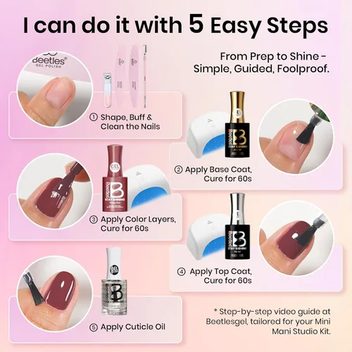Vista 7 de Beetles - Kit de 23 esmaltes de uñas de gel con luz UV, kit de esmalte de gel de 12 colores 1-Elegancia acogedora