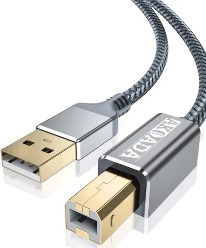 Vista 9 de AkoaDa Cable de impresora USB 2.0 de 20 pies, USB tipo A macho a B macho, cable de escáner de alta velocidad compatible con HP, Brother, Canon, Negro