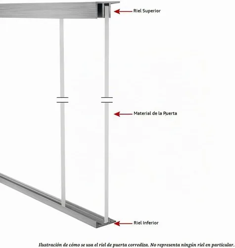 Vista 6 de Outwater Pista de puerta corredera de aluminio de 36 pulgadas para paneles de madera de 1/2 pulgadas, acabado de molino