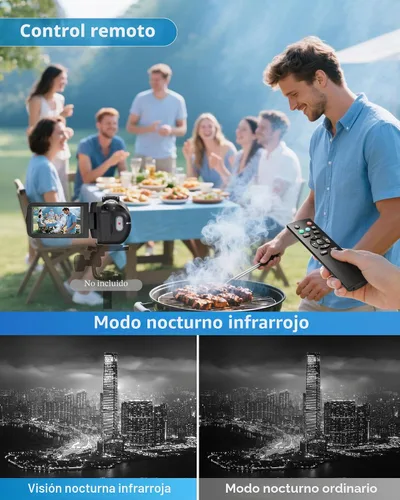 Vista 6 de Cámara de video 4K Videocámara 96MP UHD Vlogging Cámara para YouTube 18X Zoom digital 3.0 IPS Pantalla táctil de rotación de 270° Grabadora de video