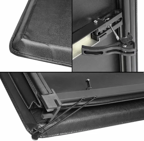 Vista 4 de DNA Motoring TTC-TRISOFT-049 Cubierta Tonneau Tri-Plegable Suave Ajustable para Cama Trasera de Camioneta Pickup, Negro