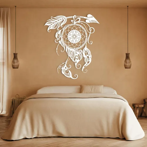 Vista 5 de Decoración de pared de metal atrapasueños, decoración de pared grande y bohemia, atrapasueños bohemio, diseño de atrapasueños, decoración de pared
