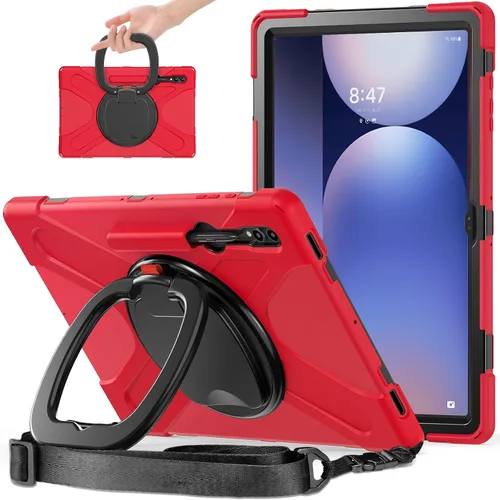 Vista 35 de Funda de rotación 360 para Galaxy S8 Ultra de 14.6 pulgadas, funda resistente con anillo giratorio, correa de transporte para hombro, correa de Negro
