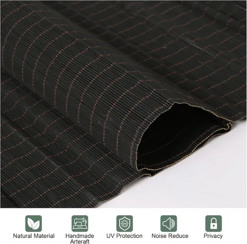 Vista 2 de Persianas romanas de bambú opacas inalámbricas, de fácil control, de madera tejida natural, persianas de bambú con forro de gran privacidad