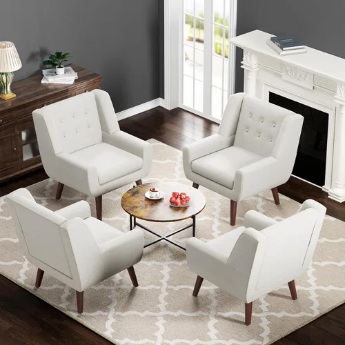 Vista 28 de HUIMO Silla de Acento para Sala de Estar, Sillón Tapizado con Botones Capitoné, Sillas de Sofá de Tela de Lino para Dormitorio, Sala de Estar, Silla