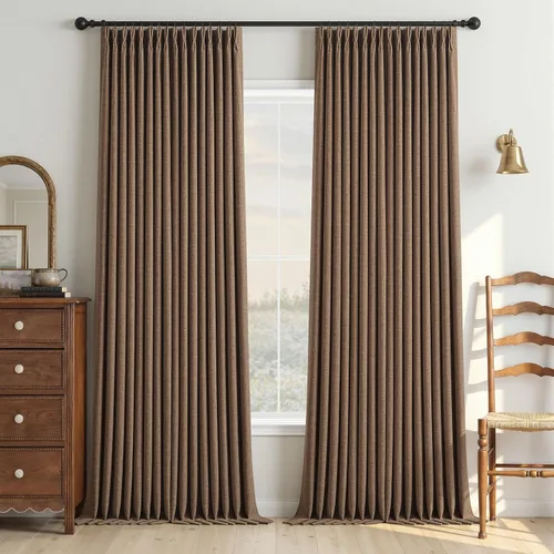 Vista 67 de Cortinas opacas de lino plisado natural de 96 pulgadas de largo