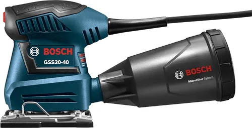 Vista 3 de BOSCH GSS20-40 Lijadora de Acabado Orbital de 1/4 Hoja, 2 Amp, 12000 OPM con Colector de Polvo