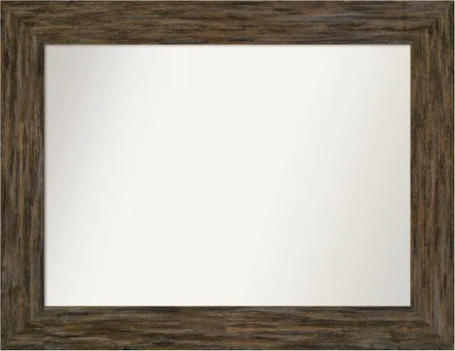 Vista 78 de Amanti Art Espejo personalizado, espejo de baño marrón Fencepost, espejo de pared o espejo de tocador de baño sobre el fregadero (27 x 27 pulgadas)