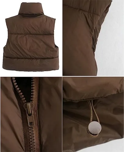 Vista 7 de Shiyifa Chaqueta acolchada con cremallera y cuello alto para mujer