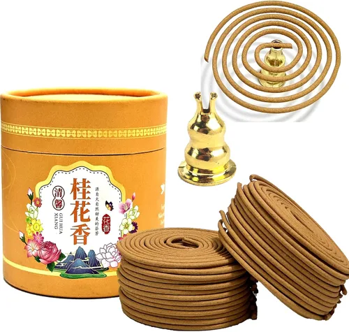 Vista 9 de Bobinas de incienso de jazmín (48 piezas) en espiral para incienso, quemador de incienso en espiral, bobinas de incienso chino natural, diseño