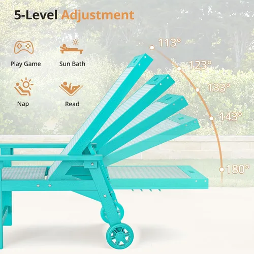 Vista 7 de LUE BONA Sillón para exteriores, HDPS y HDPE mimbre ajustable Azul (Aruba Blue)
