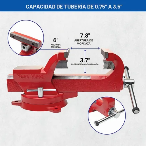 Vista 4 de Yost Vises ADI-6 Tornillo de Banco de Servicio Pesado Tornillo de Banco de Hierro Dúctil Austemperado con Resistencia a la Tracción de 130,000 PSI