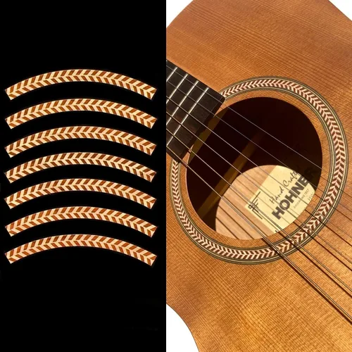 Vista 3 de Pegatinas con incrustaciones RS-244ST-BL Guitarras Acústicas - Roseta de Agujero de Sonido - Rayas - Azul Abulón