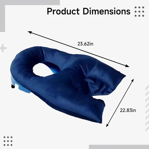 Vista 3 de Adjustable Face Down Pillow for Recovery After Eye Surgery, 60 x 60 cm, Includes Face Hole and Eye Cover, Ideal for Retinal Detachment