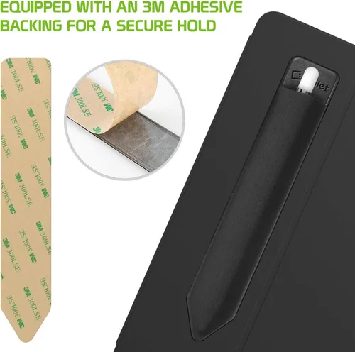 Vista 5 de Soporte para lápiz capacitivo, funda elástica de bolsillo 3M, parte trasera adhesiva compatible con Apple iPad, iPad mini, iPad Air, iPad Pro
