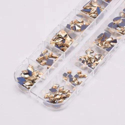 Vista 8 de 180pcs 12 Estilos de Cristal Flatback Champagne 3D Nail Art Champán
