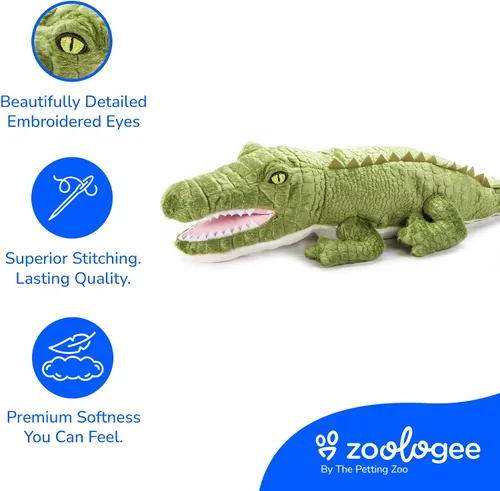 Vista 4 de The Petting Zoo Peluche de cocodrilo, regalos para niños, animales de vida silvestre Earth Keeperz, juguete de peluche de cocodrilo verde Zoologee