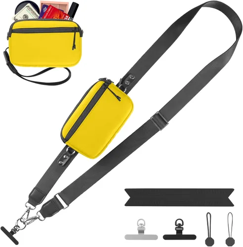 Vista 41 de YFWE Correa de clip and go para teléfono con cartera cruzada, cordón ajustable para teléfono con cartera RFID desmontable, correa universal