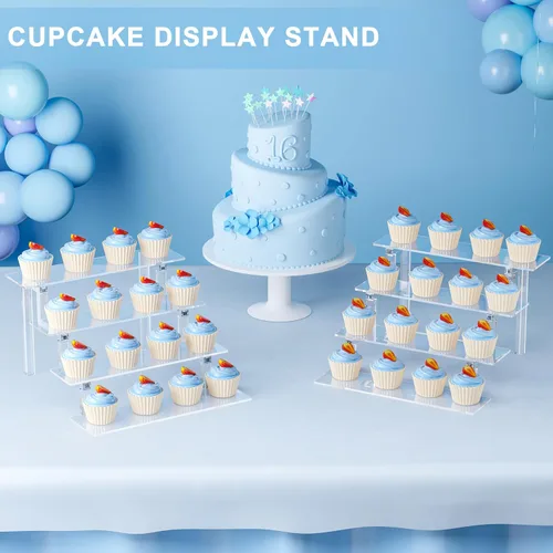 Vista 3 de Organizador de perfume para cupcakes, soporte de colonia para hombres, estantes de almacenamiento de acrílico escalonados de 12 pulgadas, soporte
