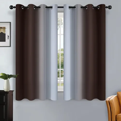 Vista 195 de SimpleHome Cortinas degradadas degradadas para oscurecer la habitación de 36 pulgadas de largo para dormitorio, con ojales y bloqueo de luz Negro