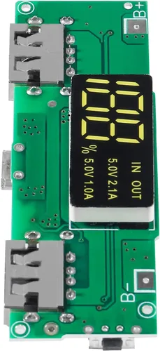 Vista 5 de Tablero de carga 18650, 6 unidades, 18650, doble USB 5 V, 2 A, 1 A, módulo de banco de energía móvil, placa de cargador de batería de litio