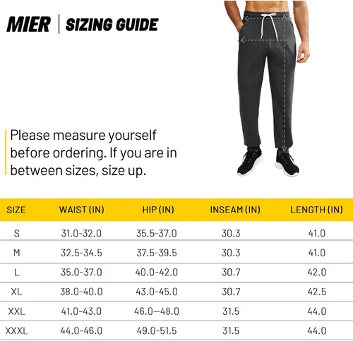 Vista 7 de MIER Men's Cotton Joggers Athletic Sweatpants for Gym Workout Active Lounge Jersey Track Pants with Pockets, Elastic Waist