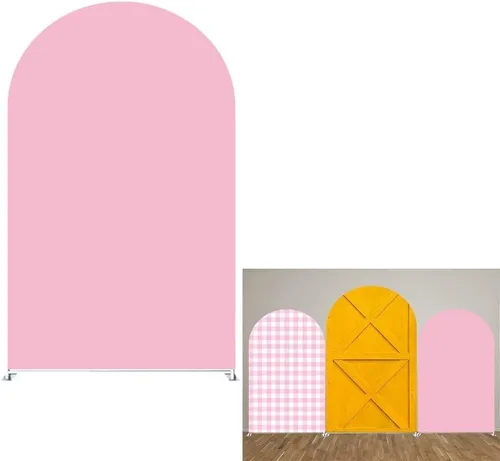 Vista 7 de Telón de fondo de arco Chiara, fundas elásticas de tela de elastano para puerta de granja para cumpleaños, baby shower, decoración de fiesta