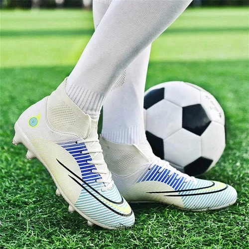 Vista 5 de GEXECEUSS Zapatos de fútbol para niños grandes botas de tobillo alto zapatos de fútbol de alto agarre botas de fútbol para hombres entrenamiento