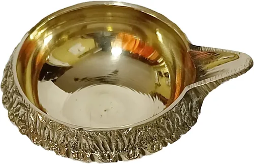 Vista 3 de PARIJAT HANDICRAFT India puja oro latón kuber lámpara de aceite para Diwali Diya Pooja Artículo Pooja Propósito