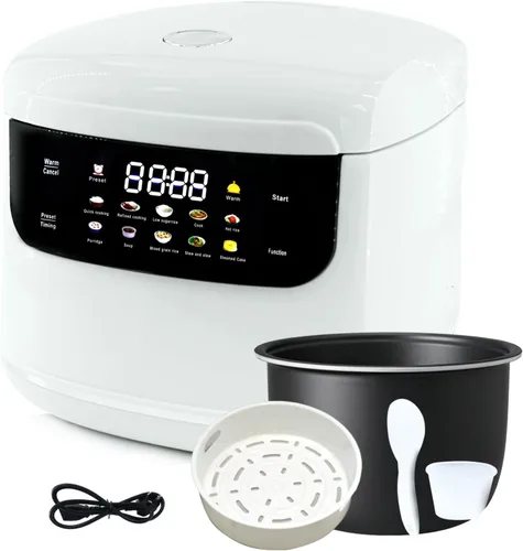 Vista 7 de Mini olla arrocera inteligente portátil, 2L, 5 tazas cocidas/3 tazas sin cocinar, arrocera antiadherente de 400 W, temporizador con retraso de 24