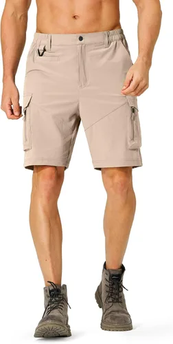 Vista 2 de Pantalones cortos de senderismo para hombre, de secado rápido, ligeros, con múltiples bolsillos, para pesca, campamento, golf