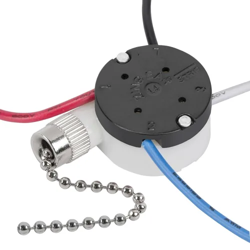Vista 6 de Interruptor de ventilador de techo Zing Ear ZE-208s E89885 de 3 velocidades con 4 cables, interruptor de cadena de tracción, interruptor de luz