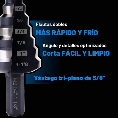 Vista 3 de M2 HSS - Broca escalonada Unibit, 1/4"-1-1/8", metal y madera de plástico