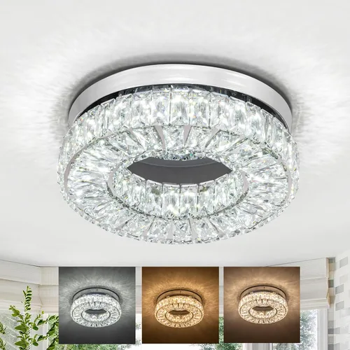 Vista 8 de Lámpara de techo de cristal de 10.2 pulgadas, mini candelabros rectangulares de 6500 K, luz de techo moderna de montaje empotrado, lámpara LED