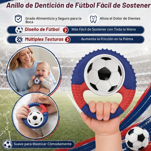 Vista 3 de Juguetes de dentición para bebés de silicona para bebés con temática de Juguetes sensoriales para masticar – Mordedera para bebé para aliviar