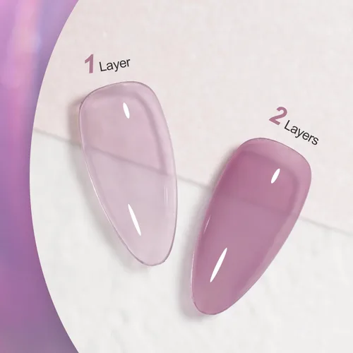 Vista 5 de GAOY Esmalte de uñas de gel color lila nude, 16ml, esmalte de gel neutro traslúcido que se quita con remojo, curado con luz UV para arte de uñas