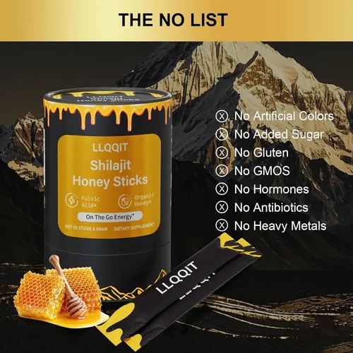 Vista 4 de Pure of Himalayan of Shilajit de palitos de miel con orgánico y azafrán, más de 85 minerales traza, 75% más de ácido fúlvico, 30