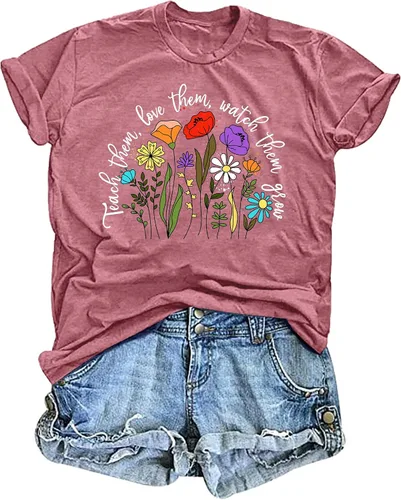 Vista 14 de Camisetas para profesores de ABCD para mujer, camiseta de manga corta para B-Negro