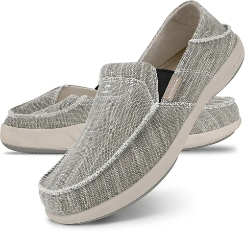 Vista 7 de Zapatos sin cordones para hombre, mocasines de lona con soporte para el arco, tenis ortopédicos casuales para fascitis plantar, zapatos para caminar