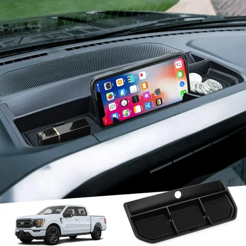 Vista 2 de auovo Bandeja organizadora de tablero para Ford F150 2021 2022 2023 consola central Accesorios para tablero de automóvil, soporte para teléfono