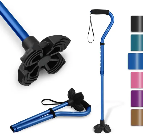 Vista 8 de KINGGEAR F1 Bastón de caminar, bastón para mujeres y hombres, andadores que se mantienen de pie para personas mayores con correa para la muñeca
