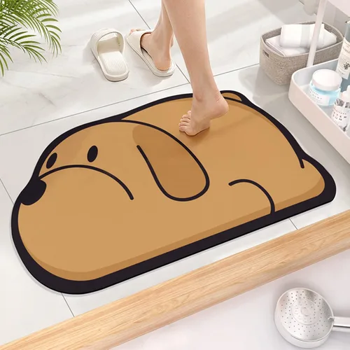 Vista 21 de Tapete de baño súper absorbente, tapete de entrada antideslizante con dibujos animados, cojín de secado rápido para suelo de baño y ducha