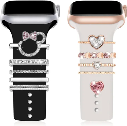 Vista 13 de Correa de reloj con abalorios, mejora tu correa de reloj con elegantes anillos decorativos compatibles con la correa de Apple Watch para iWatch