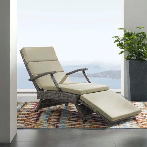 Vista 2 de Modway Envisage - Tumbona de mimbre para patio al aire libre, color gris claro y beige